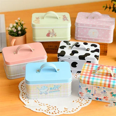 

Small Suitcase Tin Box Candy Biscuit Snack Storage Jar Cute Rectangular Wedding Party Gift Packaging Gift Box 1 Piece Of