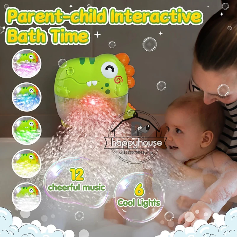 Baby Bath Toys Bubble Machine Dinosaur Crabs Music Kids Bath Toy Bathtub Automatic Bubble Maker Baby Bathroom Toy for Children 3