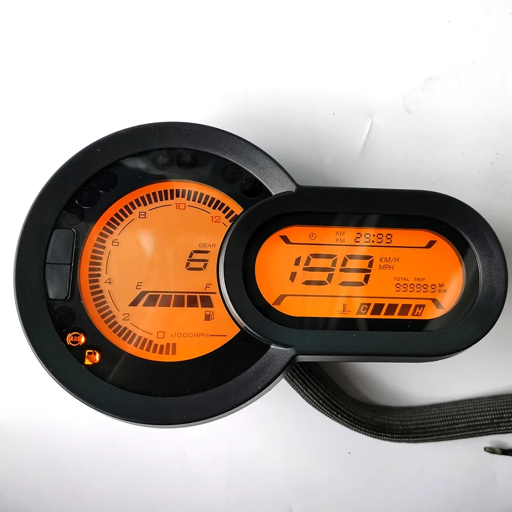 

Motorcycle Speedometer With Bracket Tachometer Fuel Meter Dashboard Gauges Dial Odometer LCD Digital Indicator 2 or 4 Cylinders