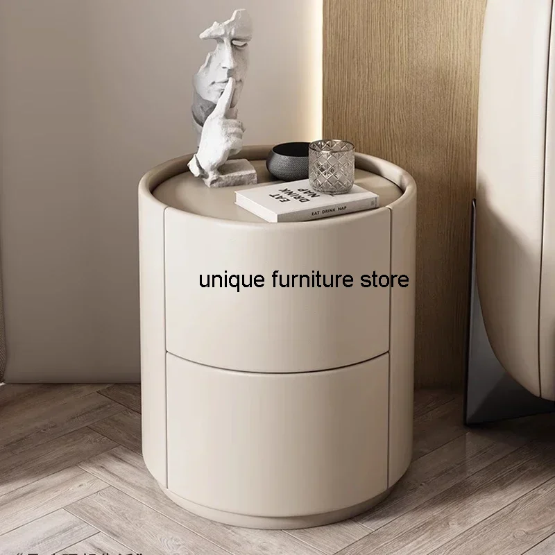 

Italian Luxury Nightstands Minimalist Round Nordic Organizers Side Table Drawers Narrow Bedroom Storage Muebles Home Furniture