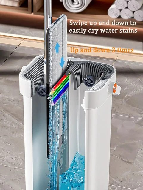 Joybos 40 cm grande mop lavaggio con secchio e spremere la pulizia del pavimento mano libera mop per pavimenti piatti strumenti per la pulizia della casa in microfibra 2