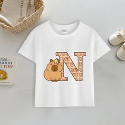 Capybara Cartoon Print Toddler Cotton T - Shirt - 130 (SHUI 161)