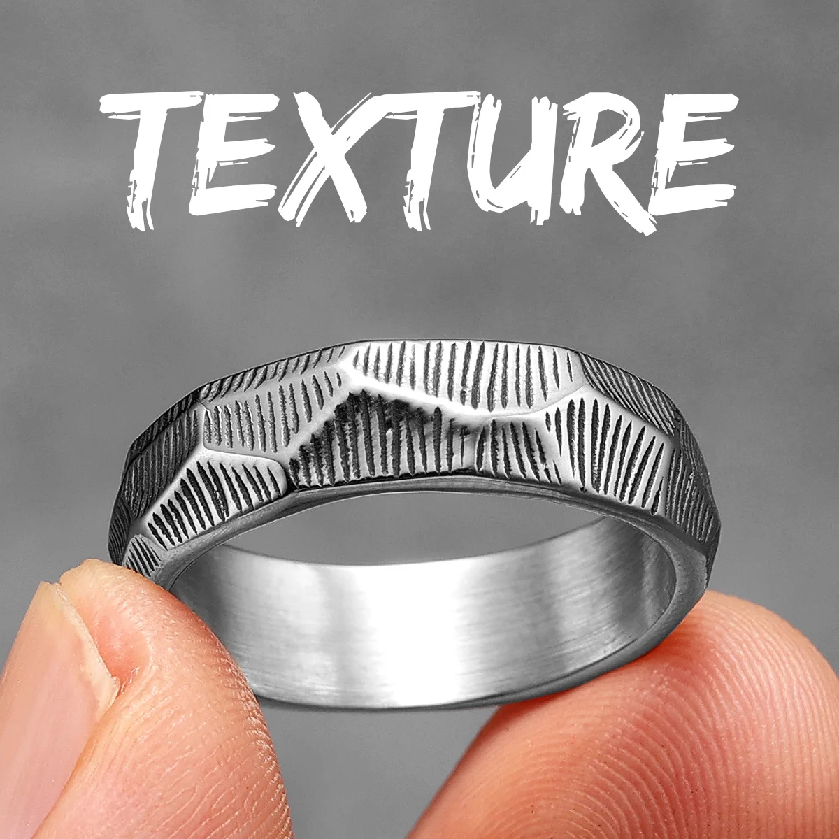 thumbnail image 1 of Retro Geometry Texture Men Rings Stainless Steel Women Jewelry Punk New In Stranger Things Fashion Accessories Gift Wholesale, 1 of 5