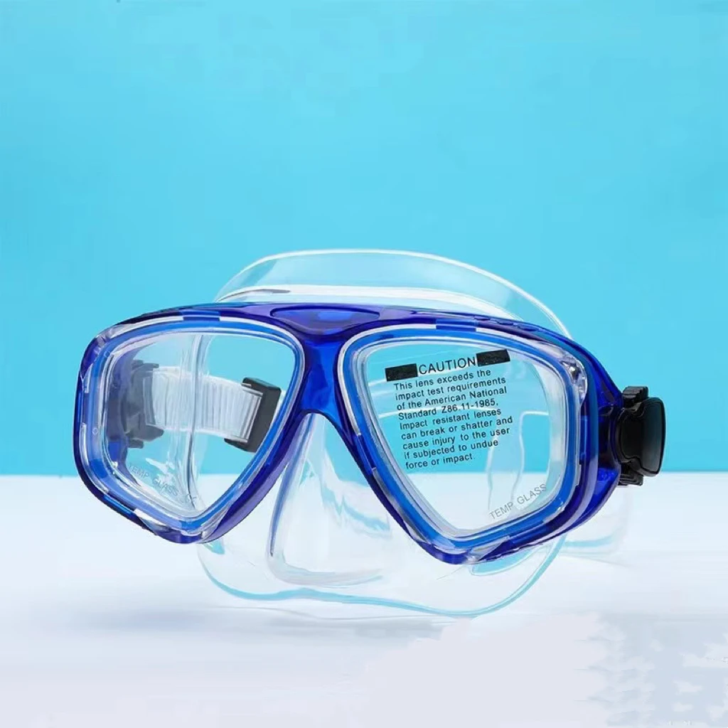 Snorkel Mask Swimming Goggles Scuba Diving Silicone Skirt Tempered Glass Len Wide View Training With Nose Cover Adjustable Strap