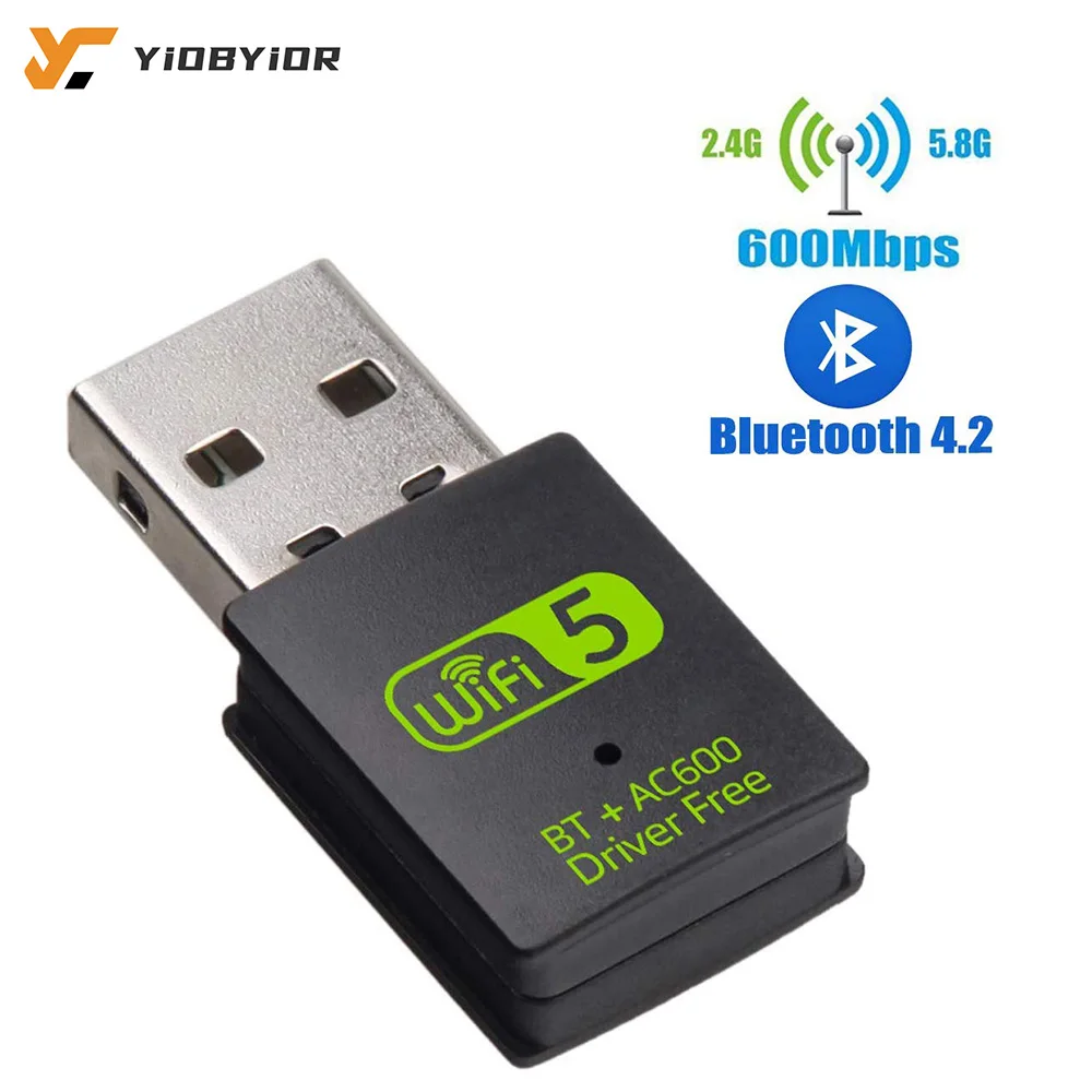 מתאם USB WiFi Bluetooth במהירות 600Mbps דואל בנד 2.4 / 5.8Ghz מקלט חיצוני אלחוטי RTL8821CU Wi-Fi Dongle עבור מחשב / מחשב נייד / שולחן