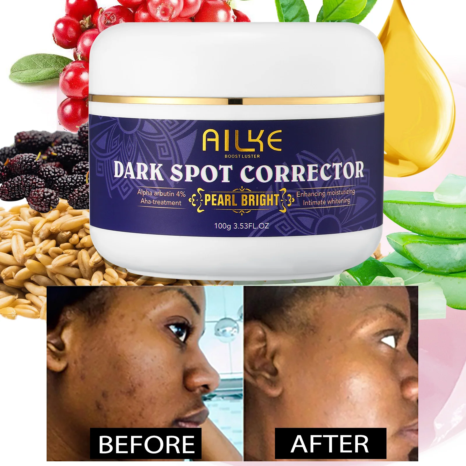 AILKE Whitening Skin Care Set Double-Glutathione Skin Glowing Serum Black Soap Barrier Repair Moisturizer bleaching skin care set