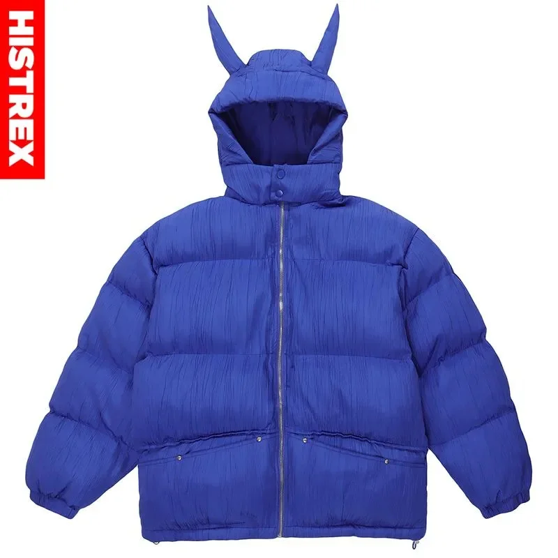 

Brand Devil Parkas Jacket Men,Winter Thick Down Jacket,Korea Neon Warm Cotton Coat,Hip Hop Fluffy Parka,Cosplay Overcoat