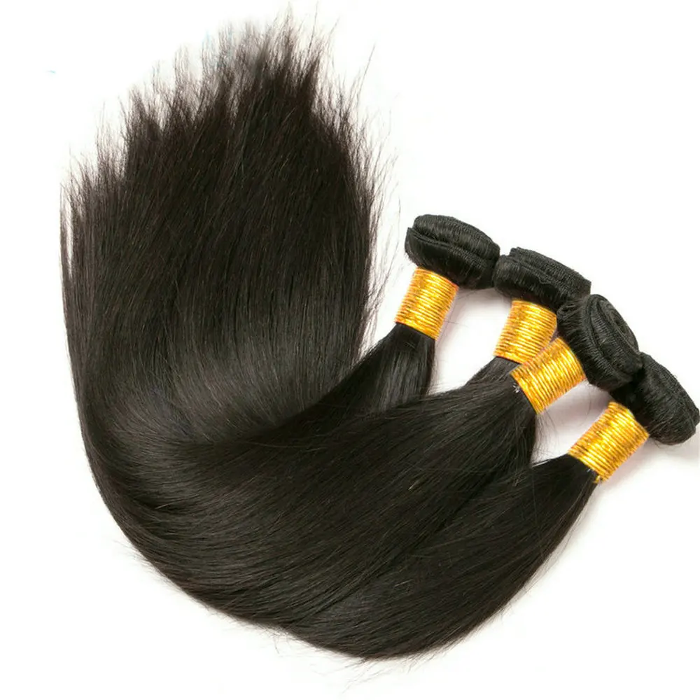 Human Hair Bundles 3 Bundles with 13&times;4 Lace Closure Straight Brazilian Virgin Remy Human Hair