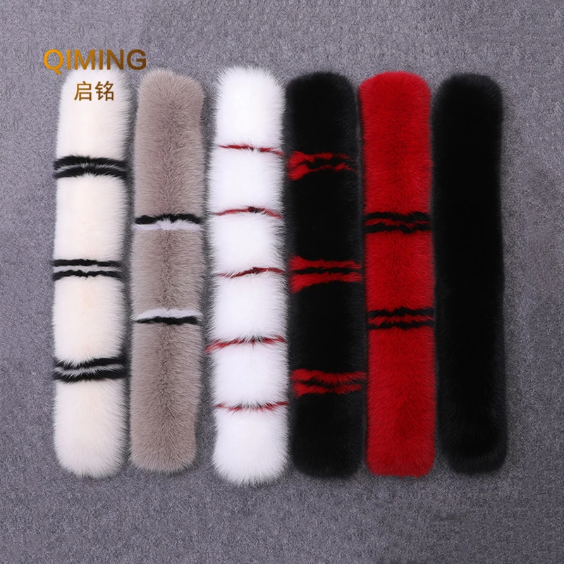 Winter Women Real Fox Fur Collar Scarf Coat Fur Collar Luxury Fox Fur Scarves Genuine Warm Neck Warmers Shawl Scarfs for Ladies 6