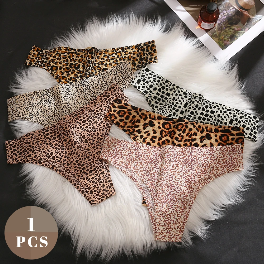 Leopard Women's Brazilian Panties Sexy Female Underwear Ice Silk Thong for Women Ladies Soft Skin-Friendly Bikini Comfy 2023 New