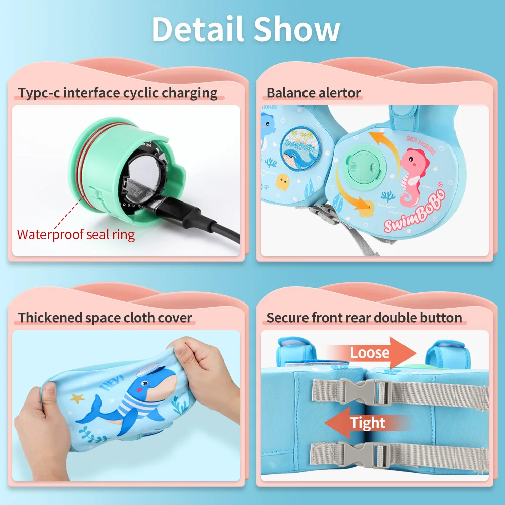 Swimbobo New Upgrade Millisecond Rollover Alarm Children Swim Ring Underarm Floater Floating Non-inflatable Baby Swimming Pool 4