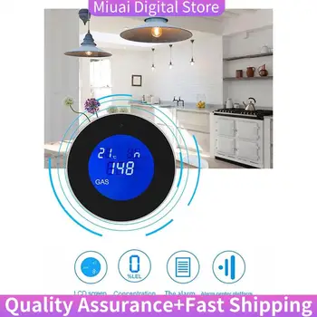 Combustible Gas Detector Combustible Gas Leak Detector With Temperature Function With LCD Display With Tuya App EU Plug-A74Z 1