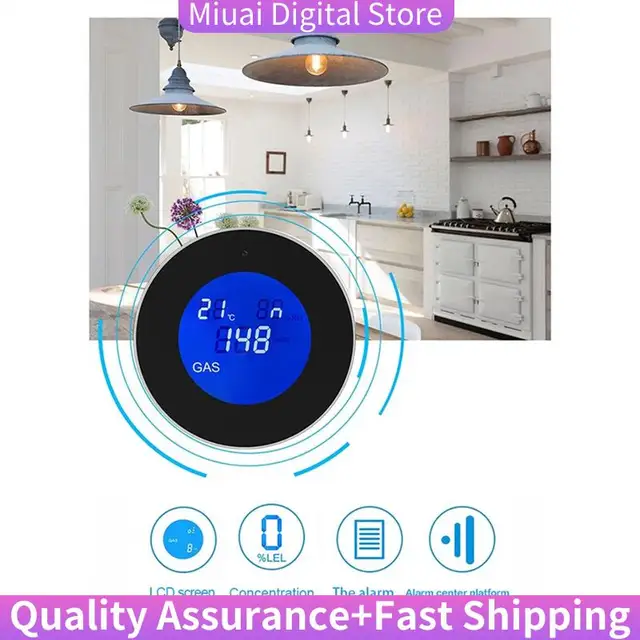 Combustible Gas Detector Combustible Gas Leak Detector With Temperature Function With LCD Display With Tuya App EU Plug-A74Z 1