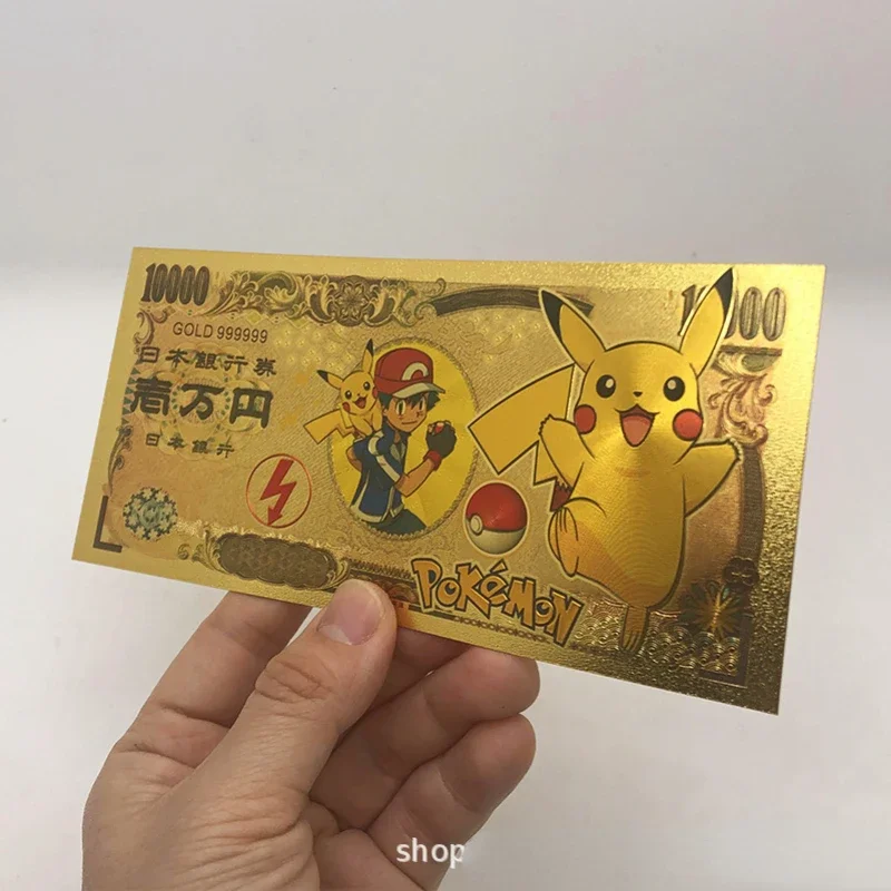 Kawaii Pokemon banknote cute cartoon commemorative coins anime game figure cards Pikachu coins children's birthday gift toy