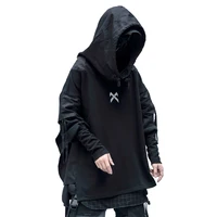 Black Japanese Streetwear Trench Coats Techwear Hoodie Jackets for Men - Image 6
