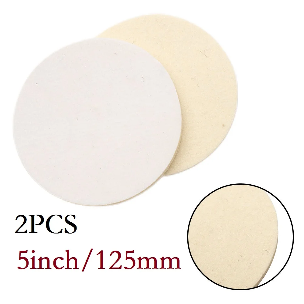 2pcs 5 Inches 125 Mm Wool Felt Polishing Pads Wheel Buffing Pads Angle Grinder Wheel Felt Polishing Disc For Metal Marble Glass 2pcs set m10 angle grinder accessories type 100 angle grinder flange platen grinding disc for 9523 pressure plate glass cutting