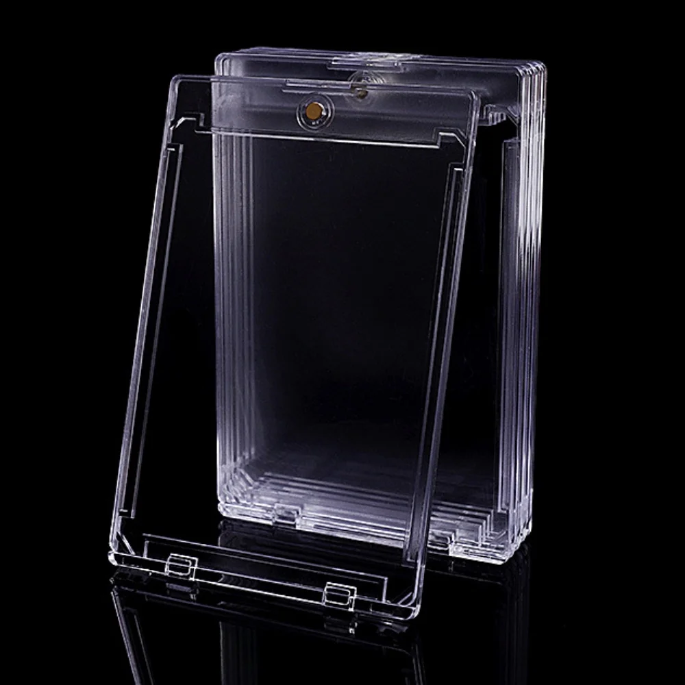 10PCS Magnetic Cards Holder 35PT Hard Plastic Storage Boxes Uv-Resistant Acrylic Card Holders for Collectors Display Box