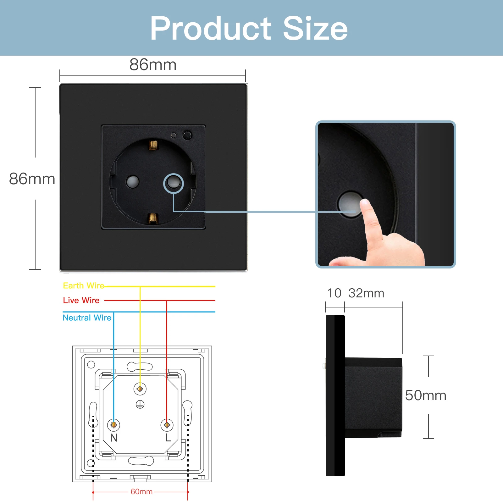 Bseed Zigbee Energy Monitor Wall Socket PC Plastic Frame Double Smart Outlets Triple Plugs Tuya Google Home Smart Life Control 6