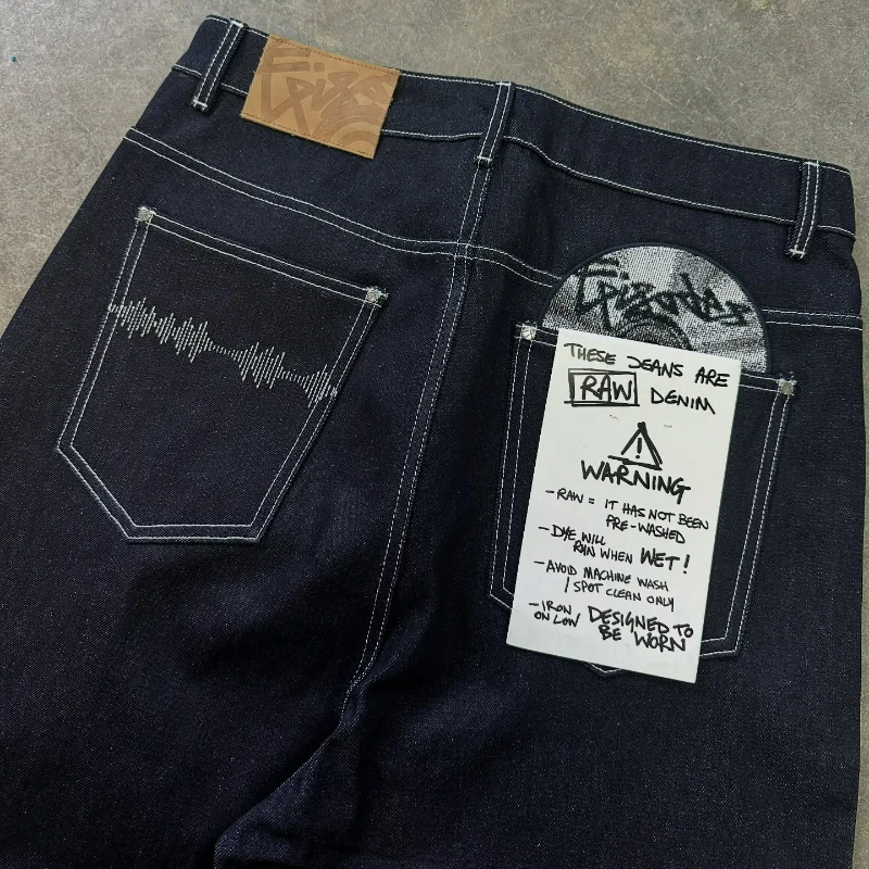 Vintage Black Denim Jeans Trendy Disc Embroidery Men And Women Wide Leg Pants Hip Hop Harajuku Streetwear Casual Baggy Jeans 5