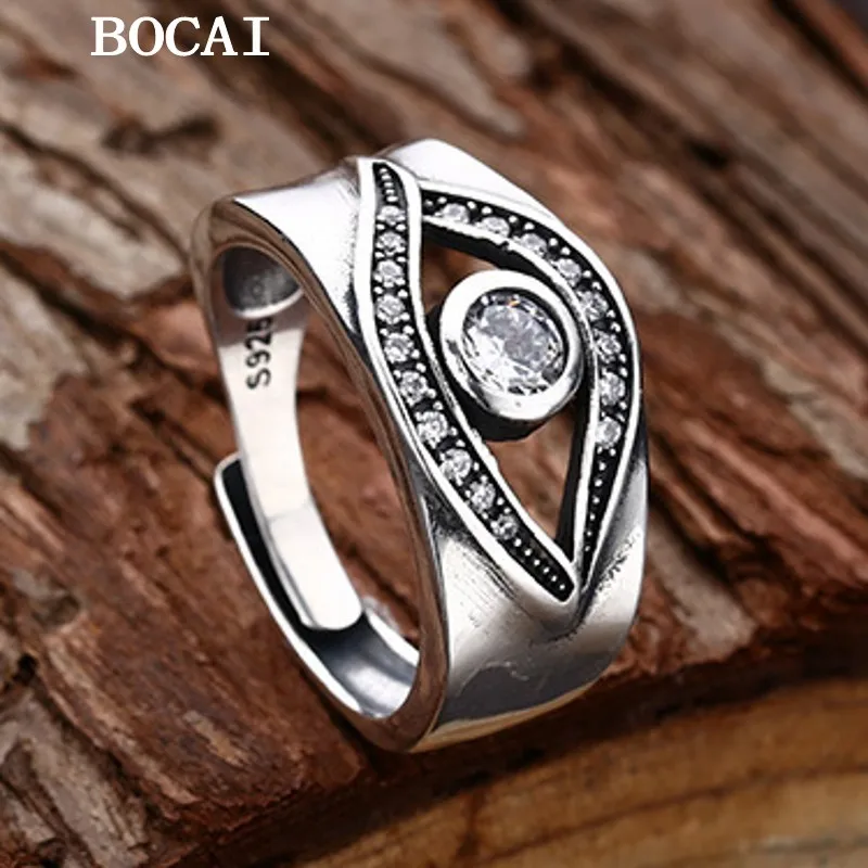 

Мужское и женское ретро-кольцо BOCAI, из серебра 925 пробы, с цирконом
