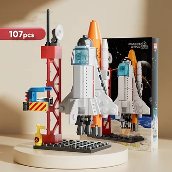 107 Piece DIY Building Blocks Space Rocket Craft Launch Center Base Puzzle Model Assembling Bricks Small Set Education Boys Toy 1