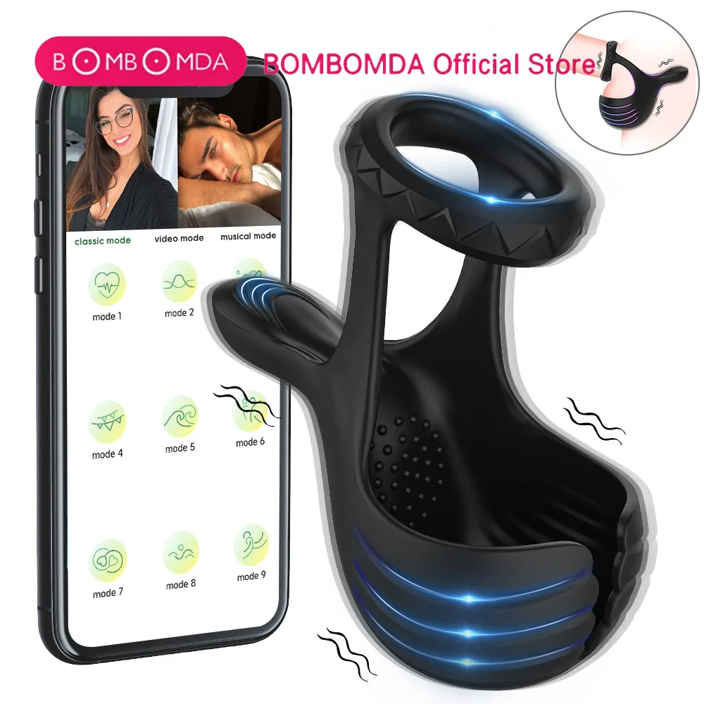 APP-Steuerung Vibrierender Schwanz Penisring Hodenmassagegerät Vibrator für Männer Verzögerung der Ejakulation Keuschheit Hodensack Sexspielzeug für Paare 1