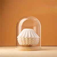 Cake Filter Paper Storage Box Glass Solid Wood Coffee Filter Paper Storage Rack Dustproof Storage 1