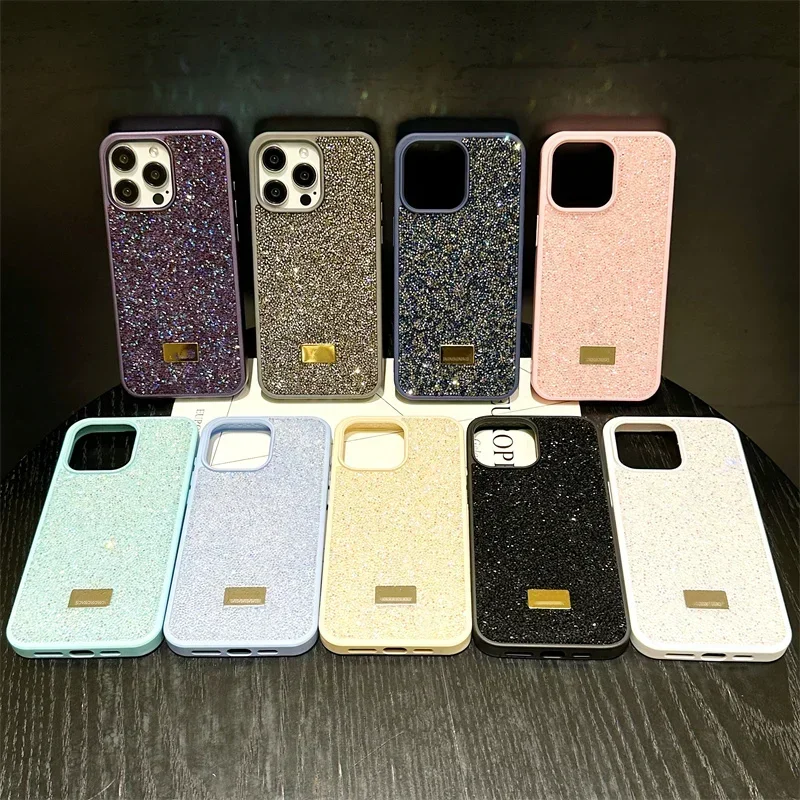 For iPhone 16 Plus 15 14 13 12 11 Pro Max Luxury Glitter Diamond Shiny Rhinestone Shockproof Anti-fall Protective Phone Case 6