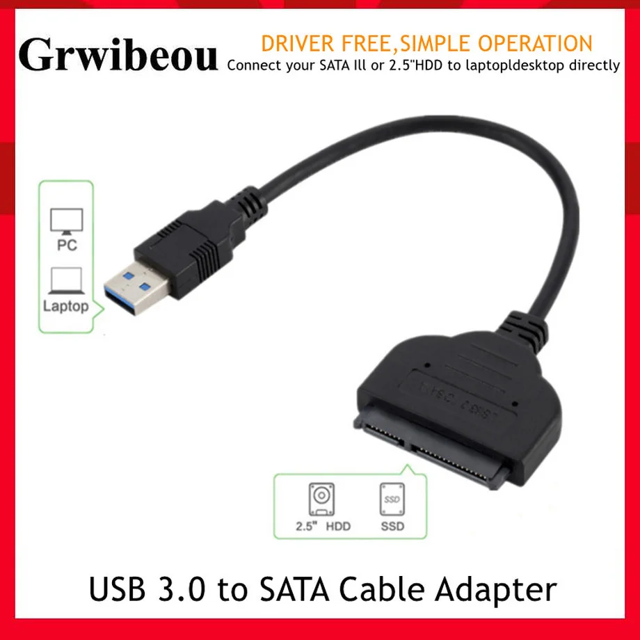 Grwibeou usb sata 3 cabo sata para usb 3.0 adaptador até 6 gbps suporte ...