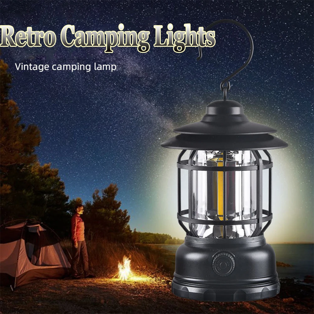 LED Camping Lantern Battery Powered Lights Vintage Style Camping