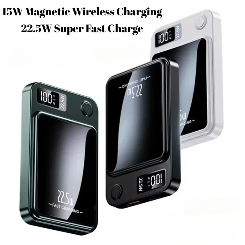 10000mAh Portable Magnetic Power Bank Fast Wireless Charger  for Iphone 12 13 14 Pro Max Macsafe External Auxiliary Battery Pack 3