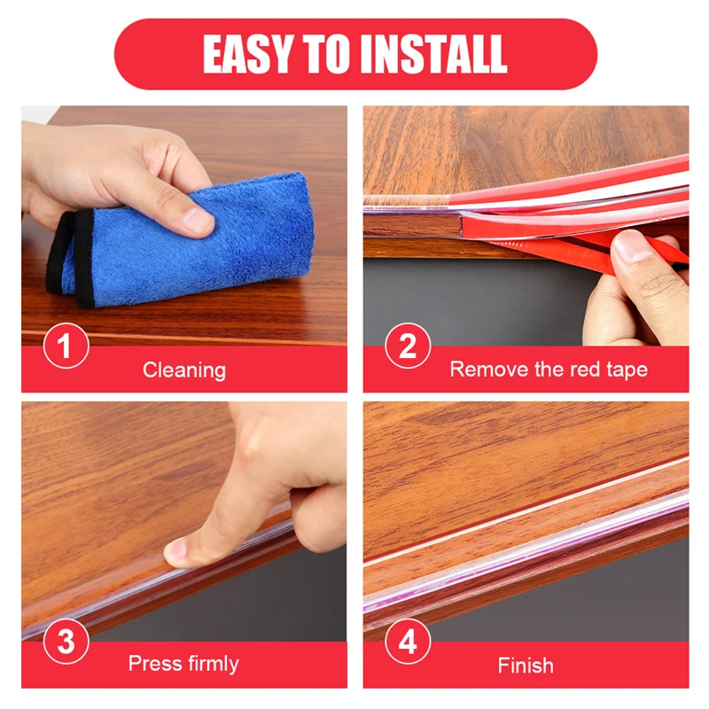 Transparent PVC Baby Protection Strip Double-Sided Tape Anti-Bumb Table Edge Furniture Guard Corner