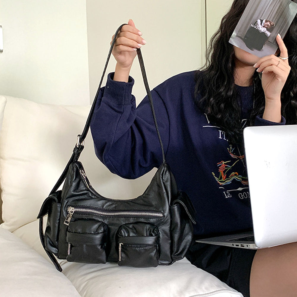 Women Leather Tote Handbag Soft PU Satchel Sling Bag Large Capacity Multi-Pocket Purse Crossbody Hobo Bag Girl Stylish Purse