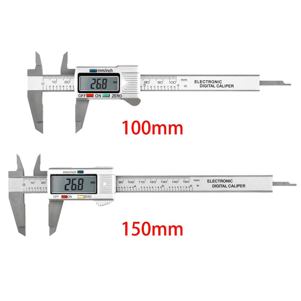 100mm 150mm Electronic Digital Caliper Vernier Caliper Gauge Micrometer Measuring Tool Digital Ruler Thickness Gauge Depth Ruler