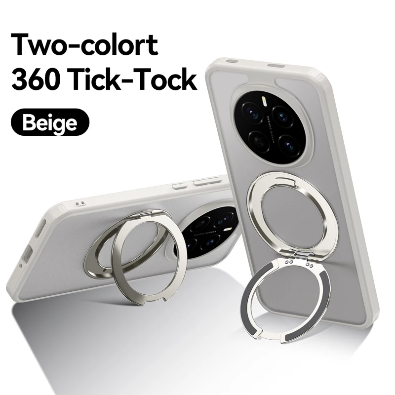 Shockproof Magnetic Translucent Matte Case with Rotatable Metal Ring Holder