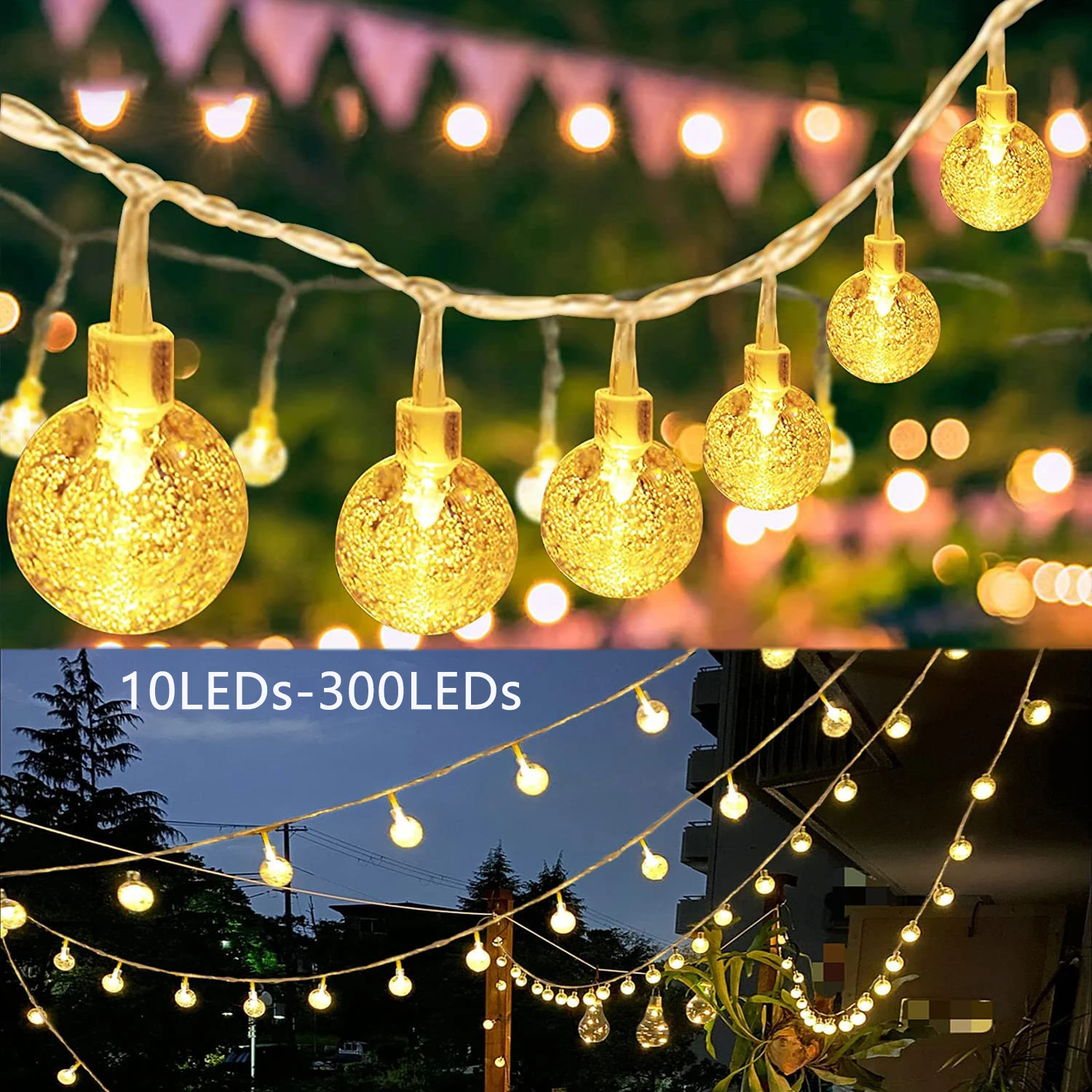 

Светодиодная Волшебная гирлянда с шариками, праздничное освещение, уличная лампа-гирлянда с аккумулятором и USB-разъемом для комнаты, украшение на Рождество и свадьбу