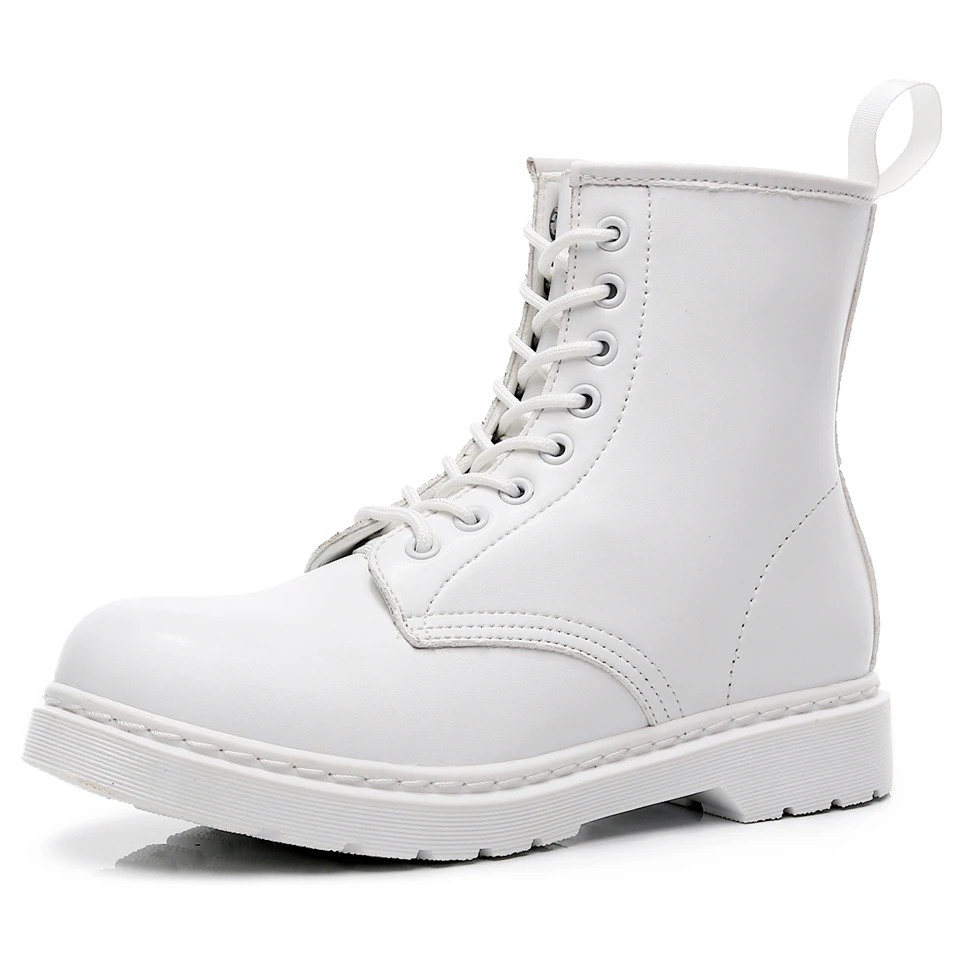 

2023 Fashion Women Martin Boots Genuine Leather White Ankle Boots Female Casual Punk Shoes Plus Size Unisex Man Motorcycle Boots