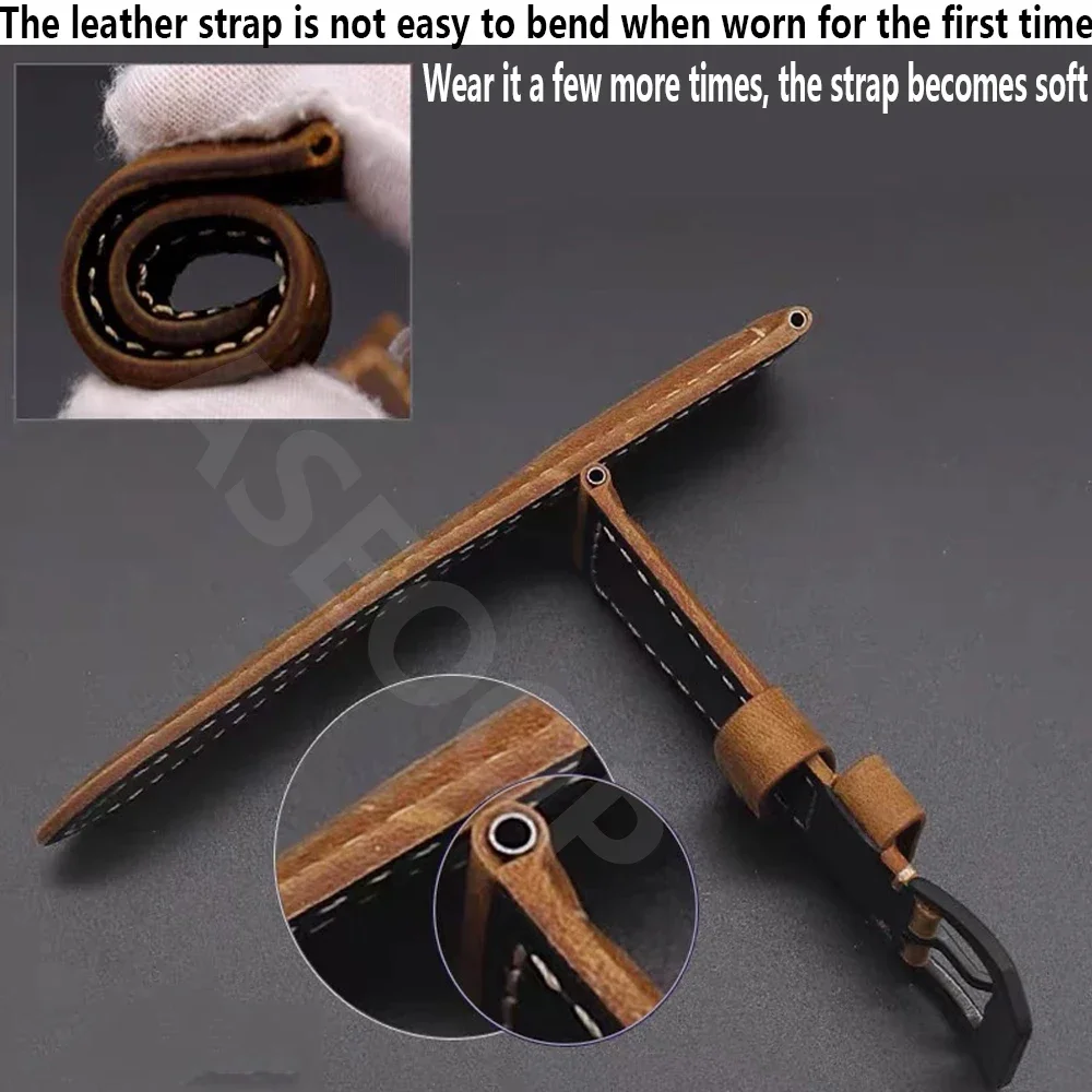Premium Leather QuickFit Strap - 26mm/22mm Adjustable Band in Tan Brown