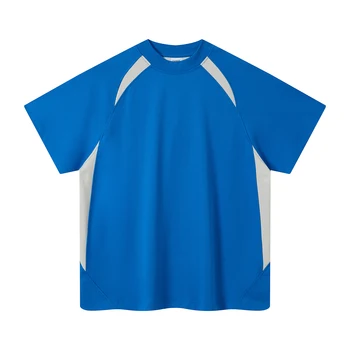 T-shirt Sportiva a Rapida Asciugatura con Collo Rotondo, a Righe, Traspirante, con Blocchi di Colore, per Uomo e Donna, Oversize