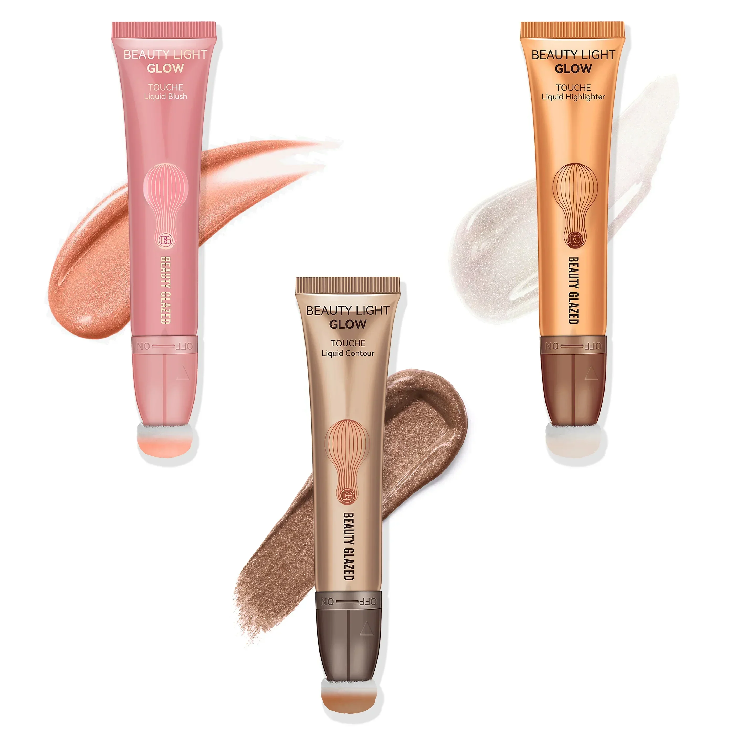 3pcs Makeup Set, Blush Liquid, Highlighter Liquid, Contour 3pcs Multicolor Multifunctional Cosmetics Set for Novices