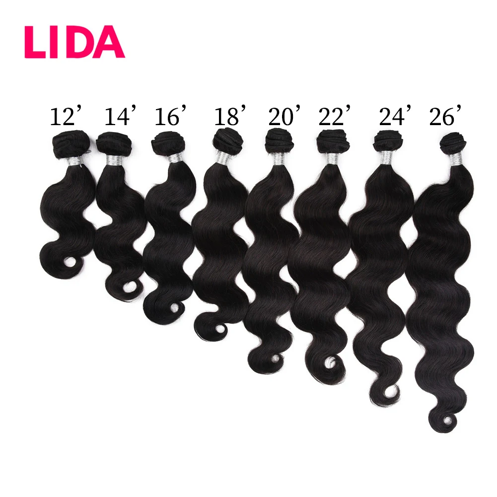 Lida Human Hair Body Wave Non-remy Chinese Hair Extensions 12-24inch Three Bundles Deal Wave Pieces