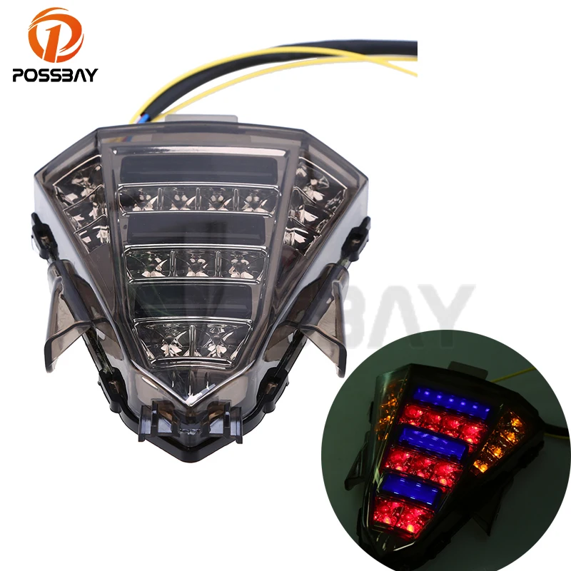 

Поворотный сигнал POSSBAY для мотоцикла со встроенной подсветкой, задний светодиодный стоп-сигнал для мотоцикла Yamaha R15 2014-2016, стоп-сигналы