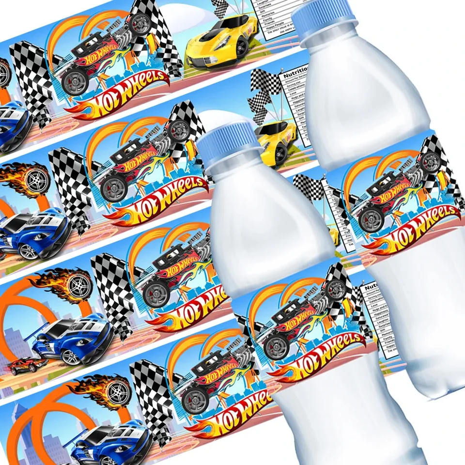 Hot Wheels Car Water Bottle Label Stickers Decoration Birthday Party Supplies for Boys Baby Shower Gifts Toys - AliExpress for Free Printable Hot Wheels Water Bottle Labels