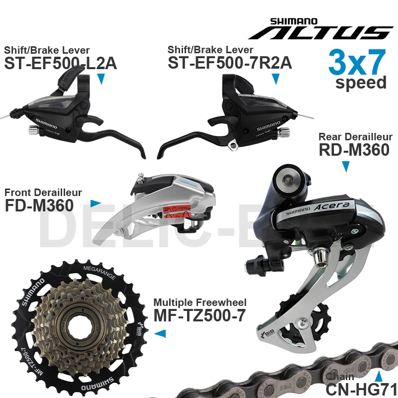 Shimano-ギアセット,altus 3x7ギア,ST-EF500シフターRD-M310 fd RD