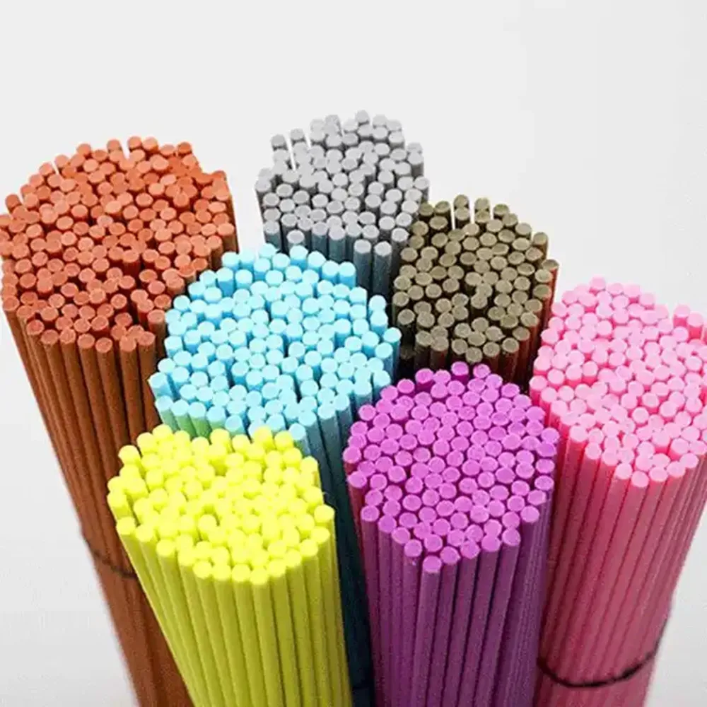 500PCS 3MMX20CM Aromatherapy Essential Oil Reed Diffuser Brown and Yellow Fiber Sticks, Diffusion Fragrance Replacement Sticks