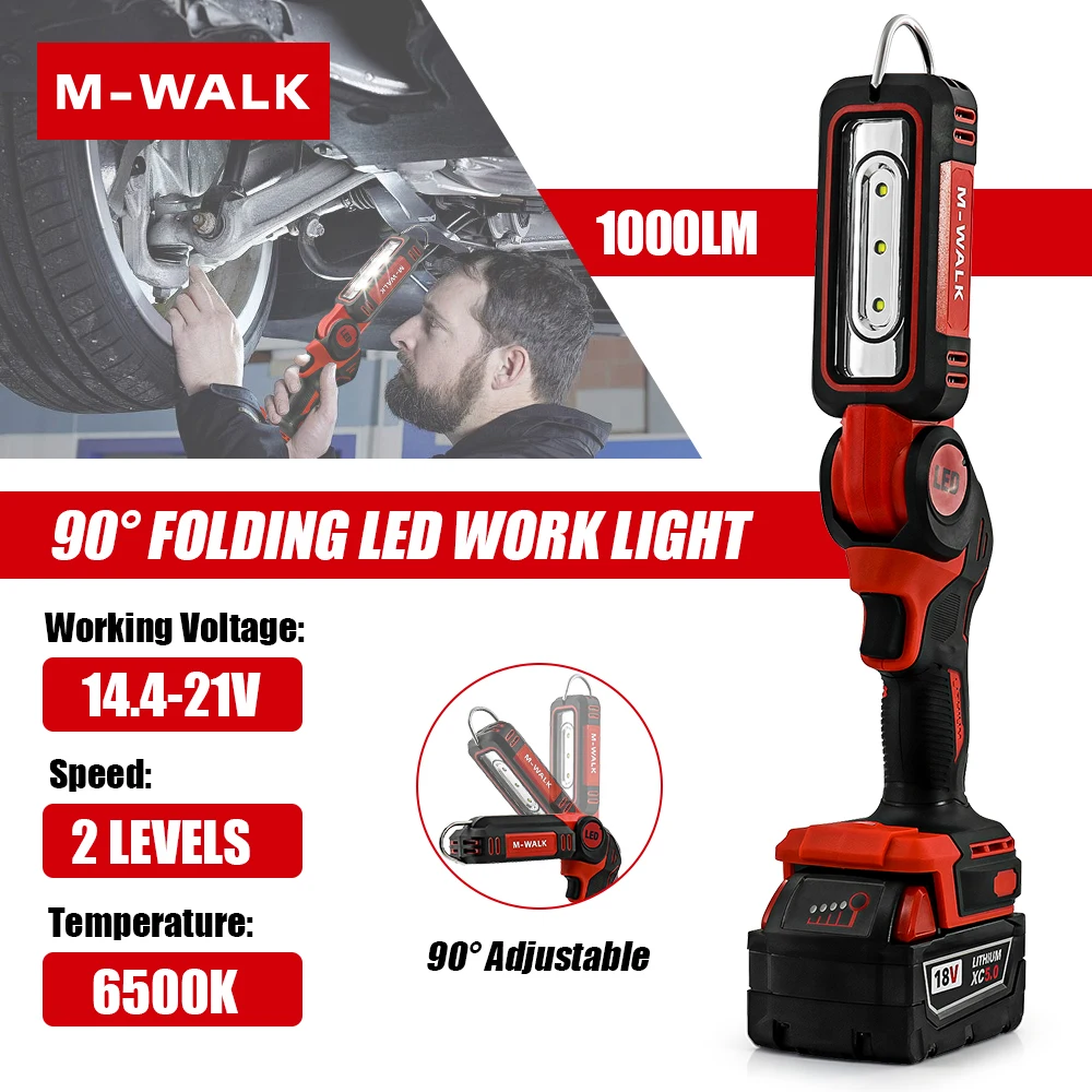 M-WALK Flashlight Rechargeable Torch LED Work Light With Magnetic Hook ...