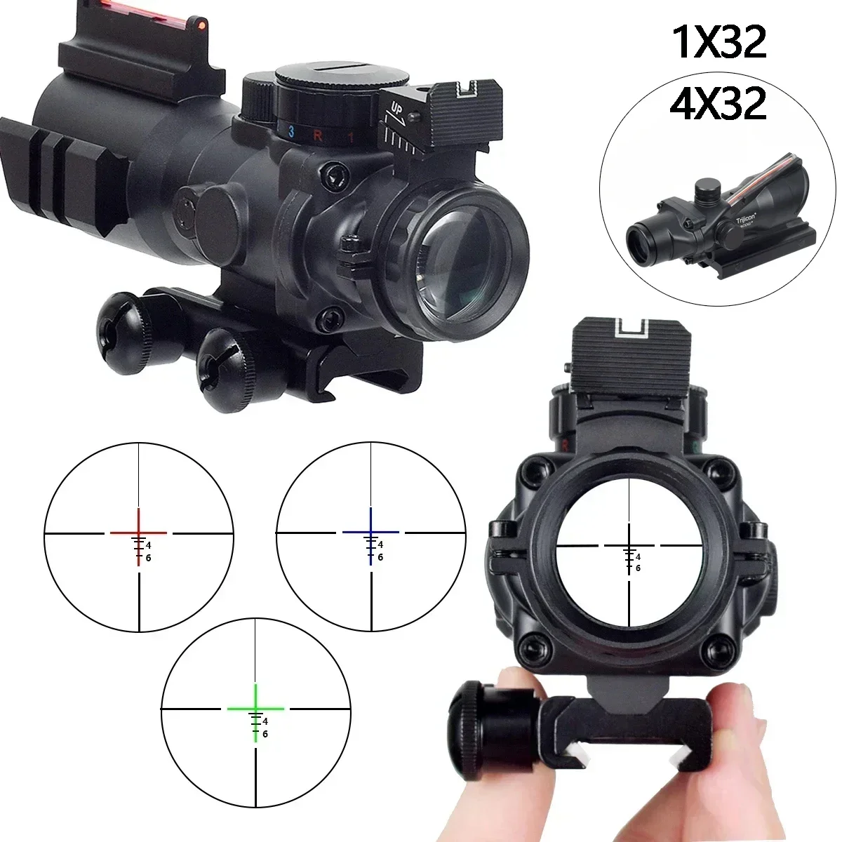 Montage red dotun RMR pour ACOG de type organe de visée- noir – airsoft, ASG, militaria