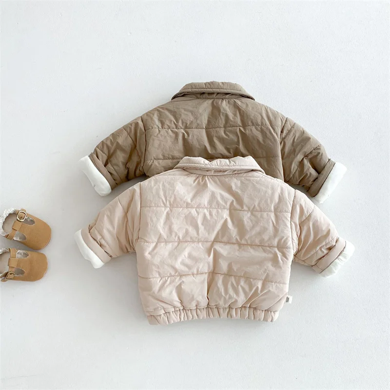 Infants Plus Velvet Thickened Coat Baby Padded Jacket Boys Warm Cotton Clothing Girl Winter Parkas New Children Casual Outerwear