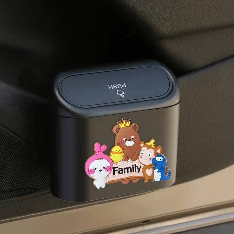 Hanging Car Trash Can Vehicle Garbage Dust Case Storage Box ABS Square Pressing Trash Bin Auto Interior Car Accessories
