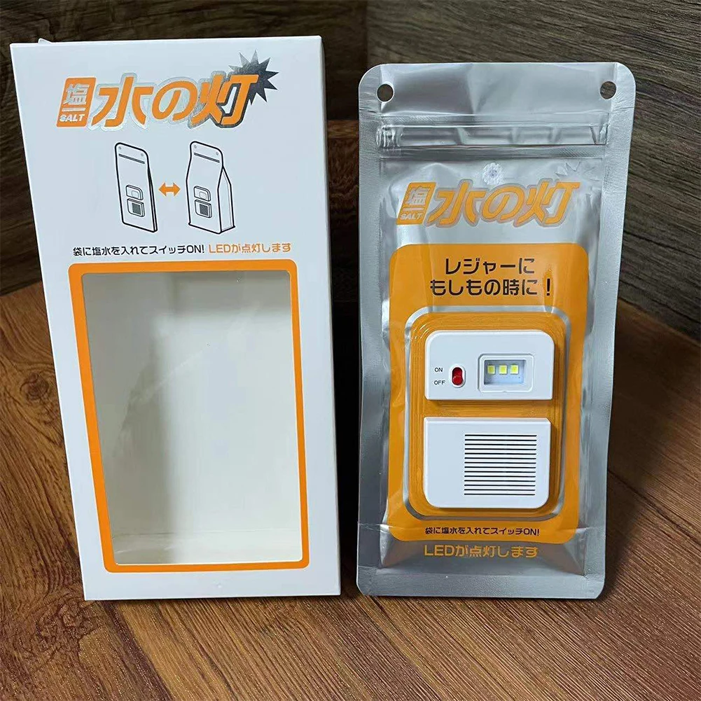 휴대용 바닷물 LED 램프, 비상 캠핑 조명, 최대 200 시간 지속되는 야간 조명, 야외 캠핑 낚시용 충전 없음, 50LM